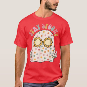 Floral Ghost Halloeen Retro Groovy Bleibe Spooky F T-Shirt