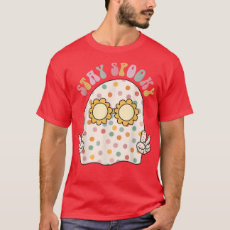 Floral Ghost Halloeen Retro Groovy Bleibe Spooky F T-Shirt