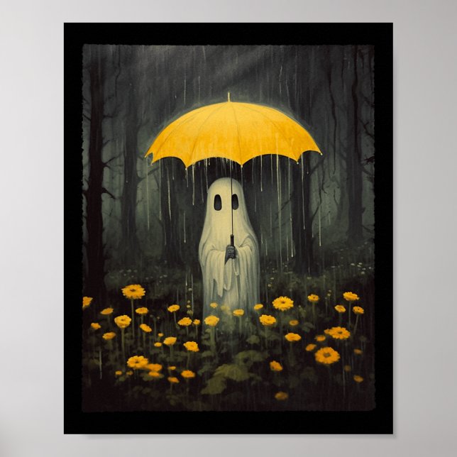 Floral Ghost Halloween Gothic Ghost Dark Forest Ra Poster (Vorne)