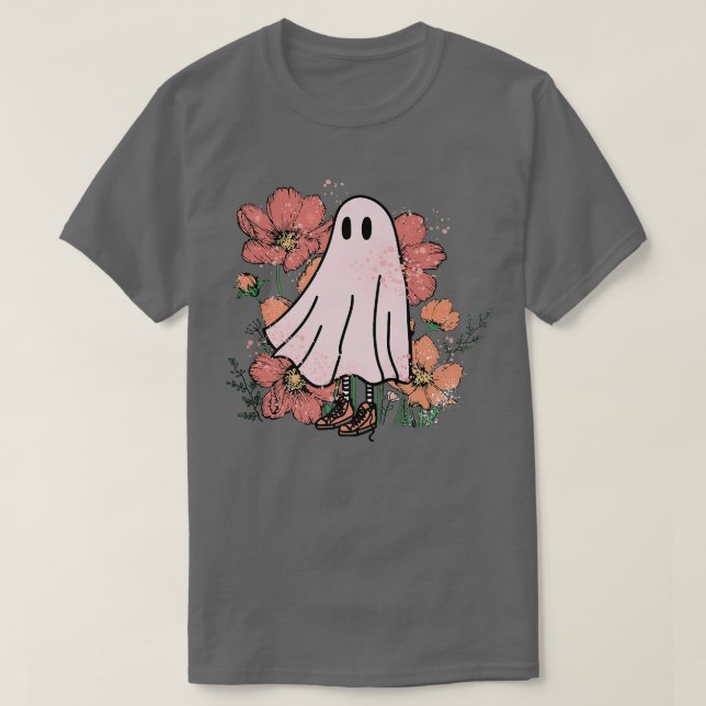 Floral Ghost Halloween Spooky Season Ghost Blume T-Shirt (Design vorne)