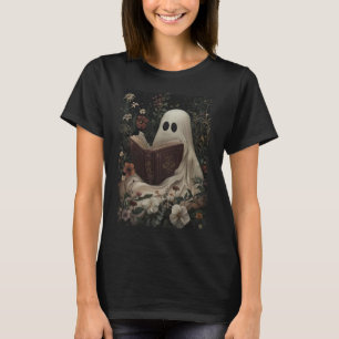 Floral Ghost Reading Buch Halloween Kostüm Gothic T-Shirt