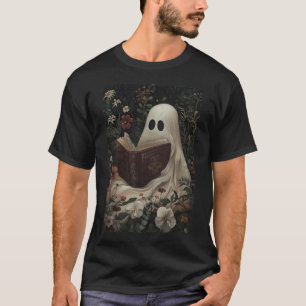 Floral Ghost Reading Buch Halloween Kostüm Gothic T-Shirt