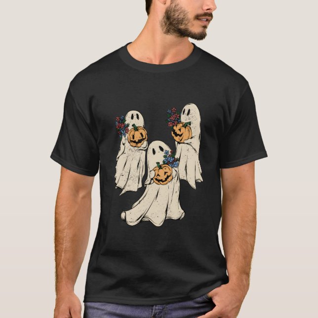 Floral Ghosts Halloween Spooky Season T-Shirt (Vorderseite)