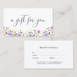 Floral Gift Certificate Card for Small Businesses Visitenkarte