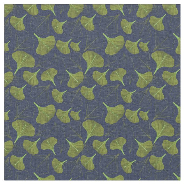 Floral Gingko Leaf blaues Muster Stoff (Nahaufnahme)