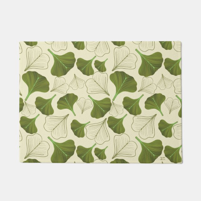 Floral Gingko Leaf Muster Fußmatte (Vorderseite)