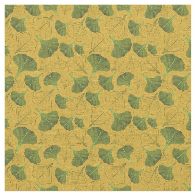 Floral Ginkgo Leaf Gelbes Muster Stoff (Nahaufnahme)