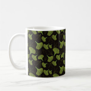 Floral Ginkgo Leaf Schwarzes Muster Kaffeetasse