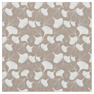 Floral Ginkgo Leaf Taupe Gemustert Stoff