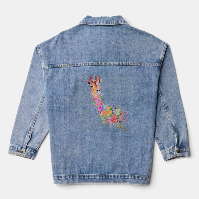 Floral Giraffe Denim Jacket Jeansjacke (Rückseite)