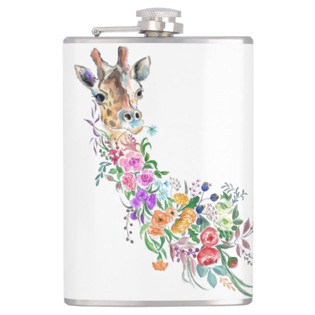 Floral Giraffe Flask Flachmann (Vorderseite)