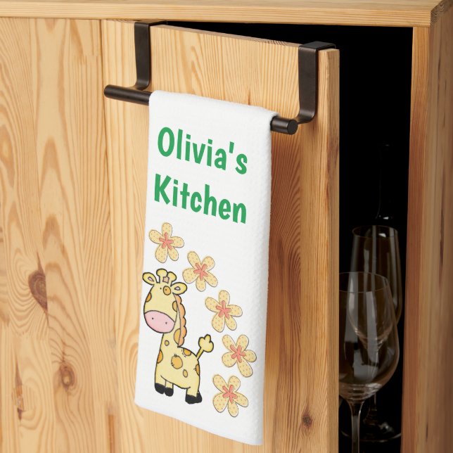 Floral Giraffe Küche Handtuch (Drittel gefaltet)