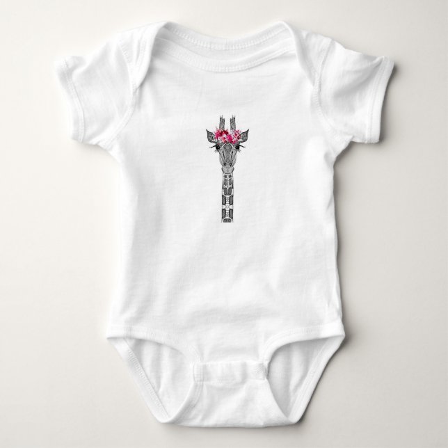 Floral Giraffe Onsie Baby Strampler (Vorderseite)