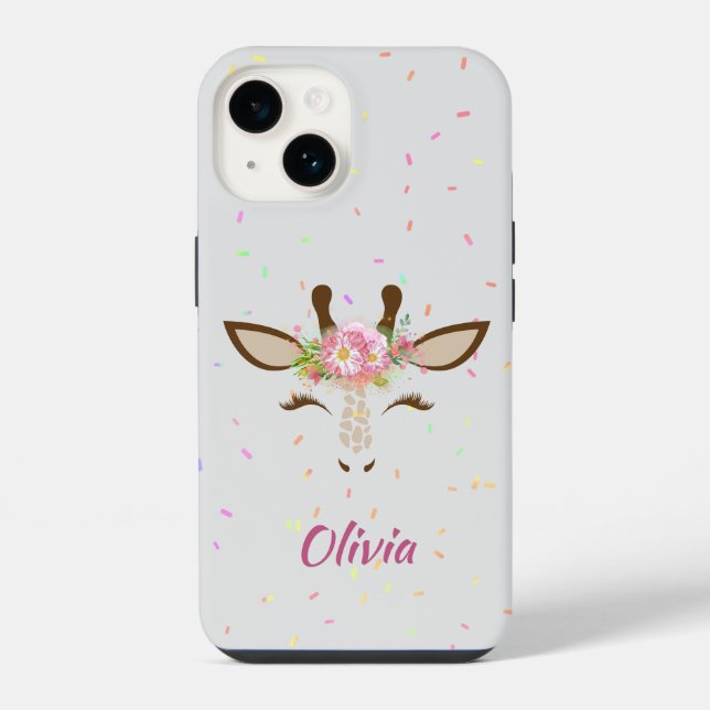 Floral Giraffe Sprinkles Kid's iPhone Hülle (Rückseite)