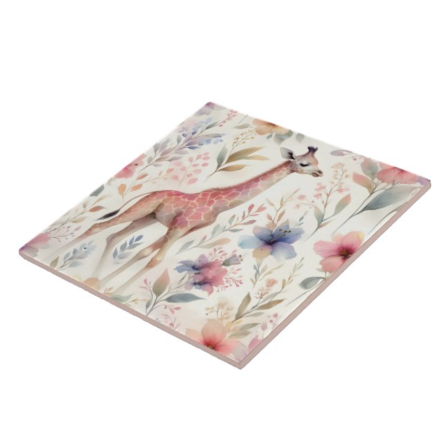 Floral Giraffe Wall Tile Design Fliese (Seite)