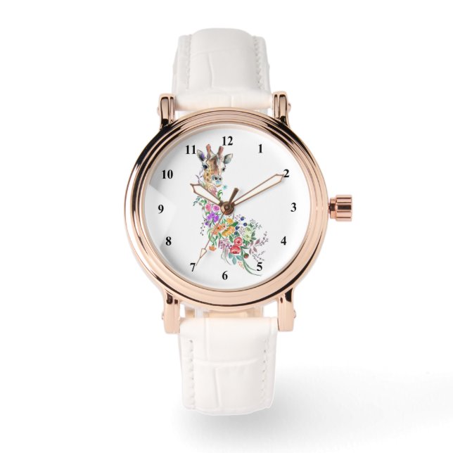 Floral Giraffe Watch Armbanduhr (Vorderseite)