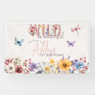Floral Girl Birthday   Wild & freundlich Willkomme Banner