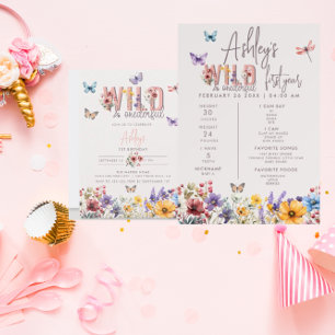 Floral Girl Birthday   Wild & Onederful Einladung