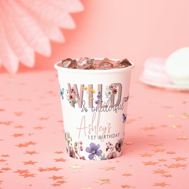 Floral Girl Birthday | Wild & Onederful Pappbecher (Insitu)