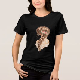 Floral Girl Illustration Women's T-Shirt Tri-Blend Shirt