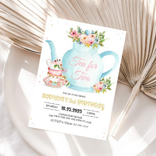 Floral Girl Par-Tea Whimsicaler Geburtstagseinladu Einladung