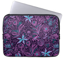 Floral Girl Pink Lila Aquamarines Schwarzes Muster