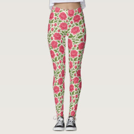 Floral Girly Lush Pink Peonies Leggings