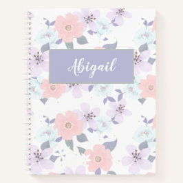 Floral Girly Modern Name Spiral Notebook Notizbuch