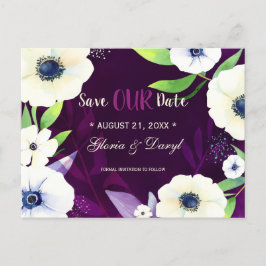 Floral Glam Lila Wedding Save the Date Ankündigungspostkarte
