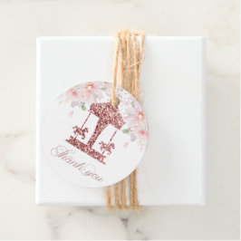 Floral Glitzer Carousel Birthday Vielen Dank Geschenkanhänger