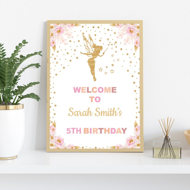 Floral Glitzer Fairy Begrüßungszeichen Poster (Floral Glitter Fairy Welcome Signs)