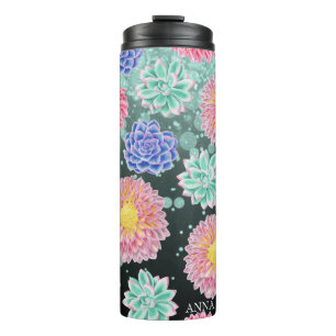 *~* Floral Glitzer Girly Succulent Thermal Tumbler Thermosbecher