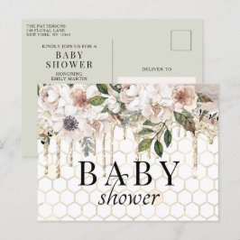 Floral Glitzer Tropfen Marble Baby Dusche Postkarte