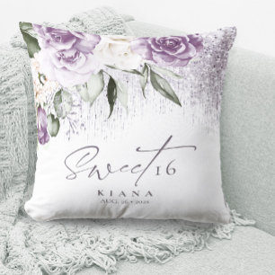 Floral Glitzern 16 . Geburtstag Mauve ID912 Kissen
