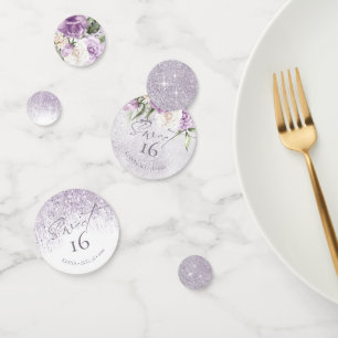 Floral Glitzern 16 . Geburtstag Mauve ID912 Konfetti