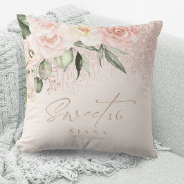 Floral Glitzern 16 . Geburtstag Rose Gold ID912 Kissen