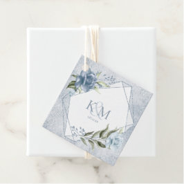 Floral Glitzern Wedding Initials Dusty Blue ID889 Geschenkanhänger
