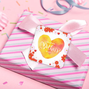 Floral glücklicher Muttertag, beste Mama je Quadratischer Aufkleber