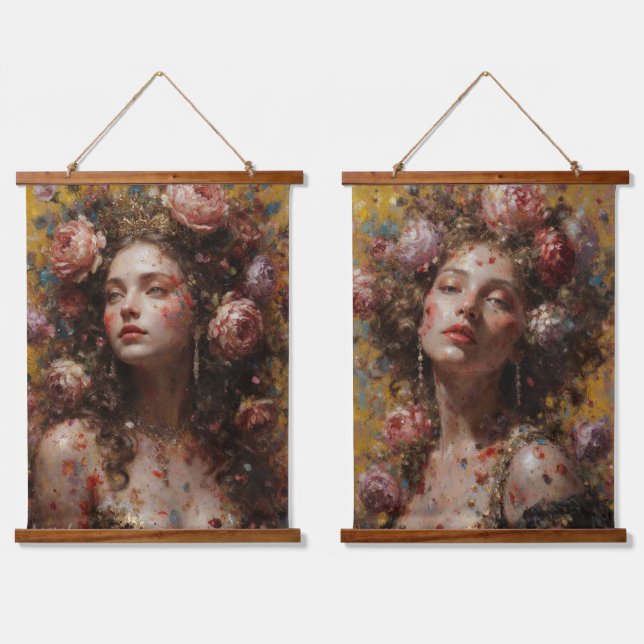 Floral Goddess – Duo Wood Tapestry Set Wandteppich Mit Holzrahmen (Doppelt)