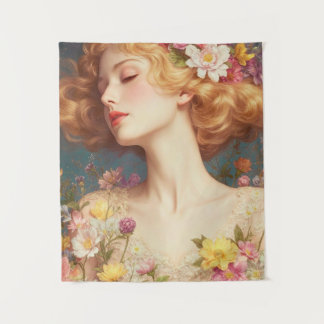 Floral Goddess Vintage Wall Tapestry Wandteppich