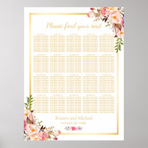 Floral Gold 20 Hochzeitstabellen Poster