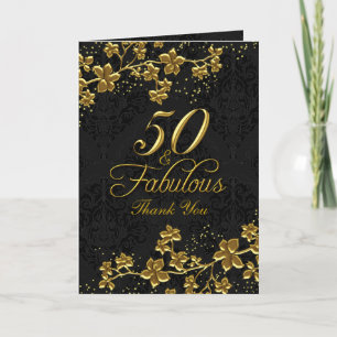 Floral Gold 50 Fantastische Dankeschön Card Dankeskarte