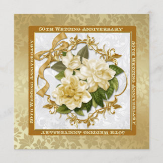 Floral Gold 50. Hochzeitstag Einladung