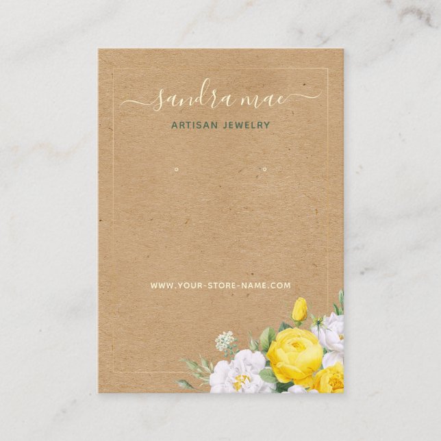 Floral Gold Art Paper Look Juwelier Display Card Visitenkarte (Vorderseite)