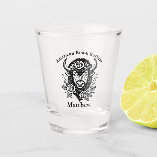 Floral Gold Bison Head Deco Schnapsglas (Vorderseite)