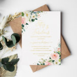 Floral Gold Blush Pink 50 & Fabulous Geburtstag Folieneinladung<br><div class="desc">Hübschere 50. Geburtstagseinladungen im Kleinen Bayleigh Store!</div>