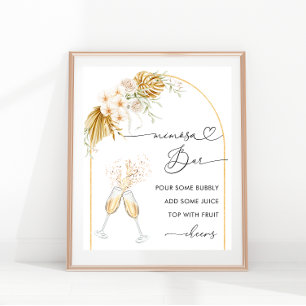Floral Gold Boho Arch Herzensschrift Mimosa Bar Poster