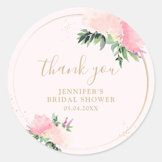 Floral Gold Brautparty Runder Aufkleber (Vorderseite)