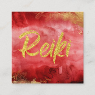 *~* Floral Gold Burgund Heiler Reiki Energie Quadratische Visitenkarte
