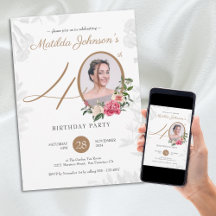 Floral Gold Foto 40. Geburtstag Party